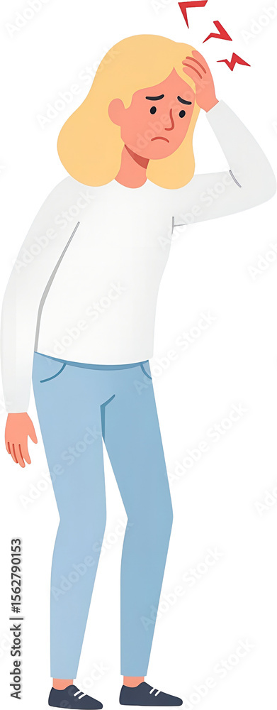 Obraz premium 두통으로 고통스러워하는 사람 일러스트 : Illustration of a Person Suffering from Headache 