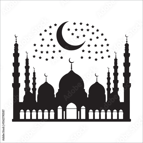 Elegant marble mosque at night in Abu Dhabi, a landmark of Islamic architecture