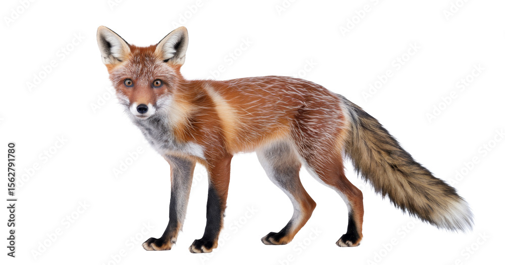 Fototapeta premium red fox isolated on transparent background, vector illustration