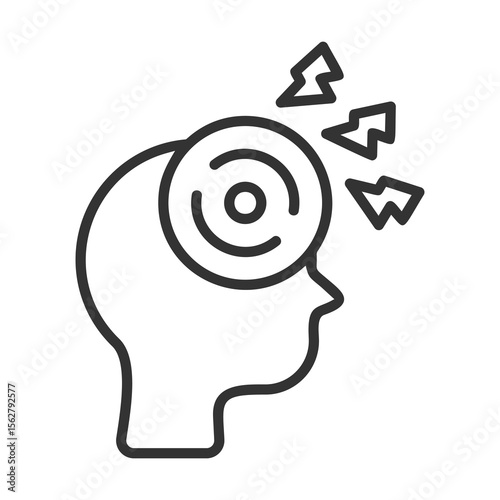 Headache Icon Outline Style. Vector Illustration Design
