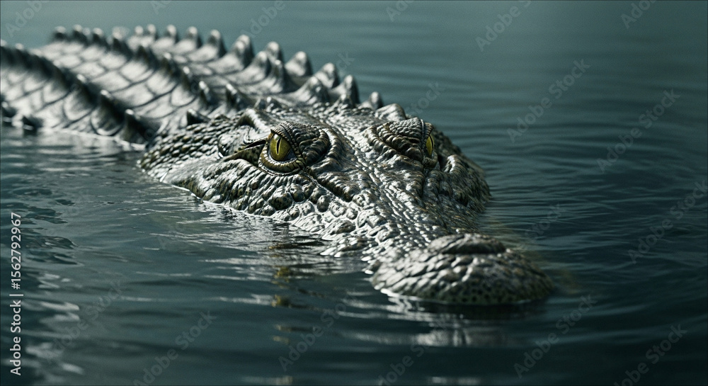 Fototapeta premium Alligator or crocodile face in water.