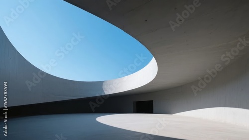 Modern Architectural Interior with Curved Skylight and Minimalist Design