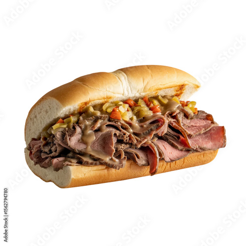 Italian beef on white background 