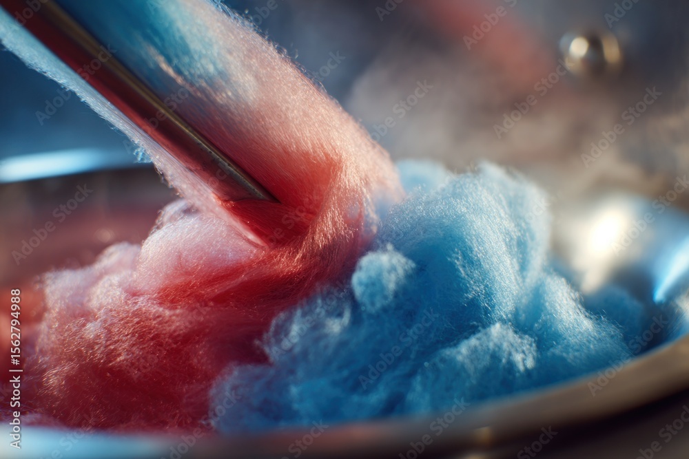 Fototapeta premium Colorful cotton candy being made
