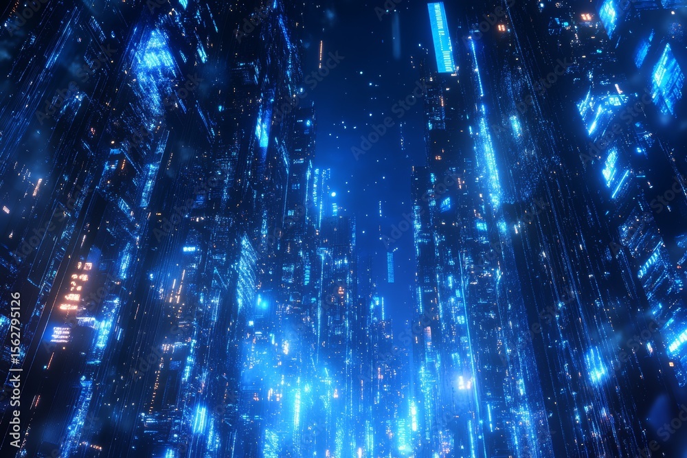 Obraz premium Futuristic digital city