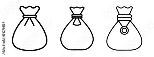 Minimal Black Silhouette Money Bag Icon with Dollar Symbol Vector Style Design