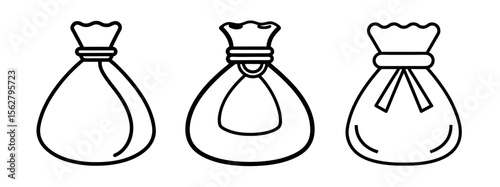 Minimal Black Silhouette Money Bag Icon with Dollar Symbol Vector Style Design