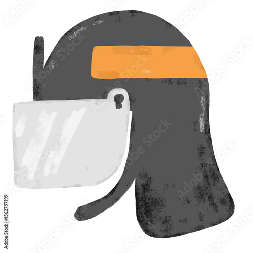 Cute grey gray hand drawn fireman firefighter helmet gas mask suit jacket uniform safety worker element doodle kids cartoon illustration crayon watercolor vector clipart