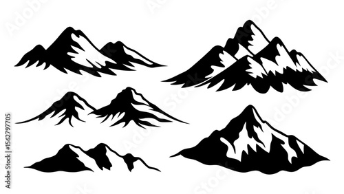 mountains silhouettes on tranparent background