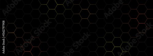 Abstract Hexagonal Grid with Subtle Gradient Pattern on Black Background
