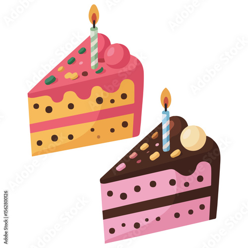 Birthday cake slices vector collection