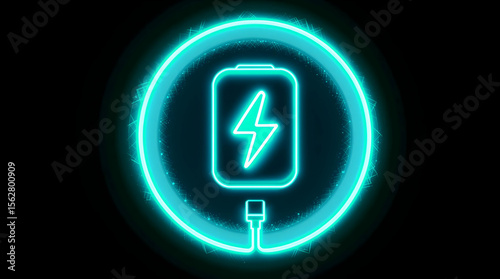 Glowing neon charging sign