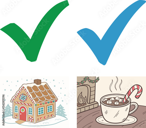 Green checkmark vector icon: a symbol of success, agreement, and correct choice