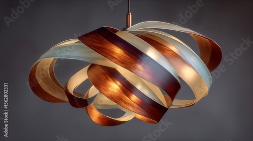 Elegant Wooden Pendant Lamp: Swirling Design, Modern Lighting