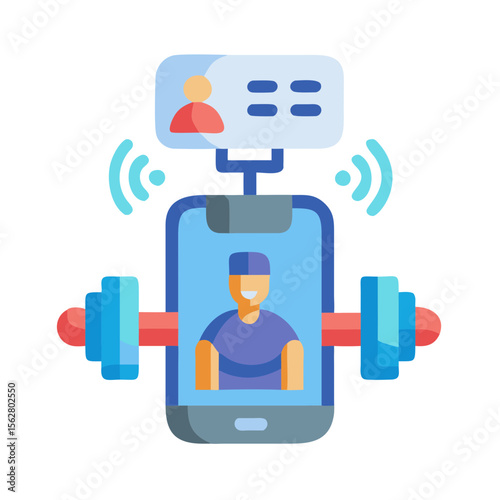  Smart Digital Personal Trainer Icon. Design of Fitness and Gym Icons.
