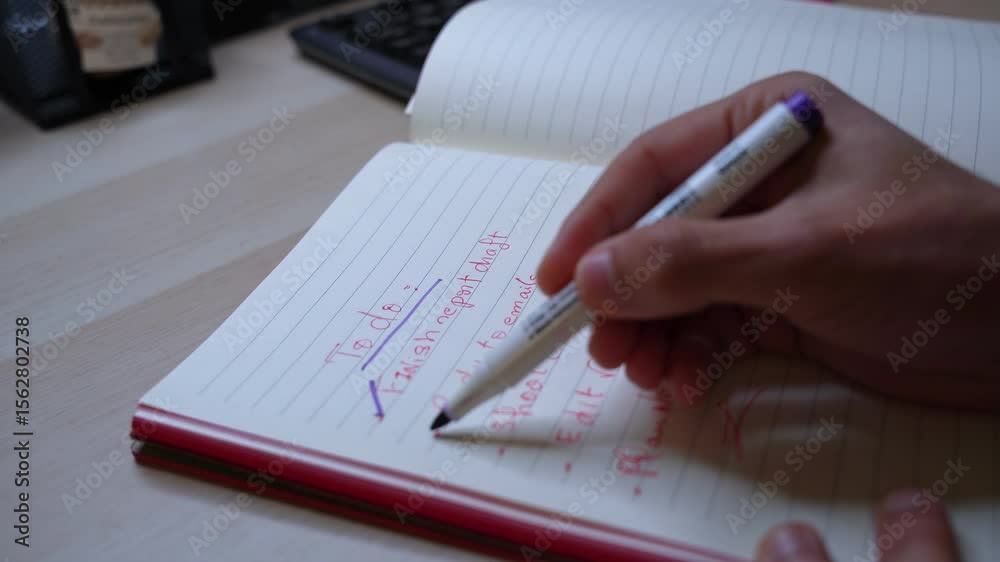 Checklist being marked in notebook—great for productivity, planning, workflow, or time management visuals.