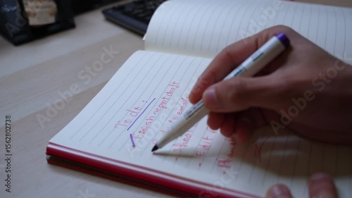 Checklist being marked in notebook—great for productivity, planning, workflow, or time management visuals.