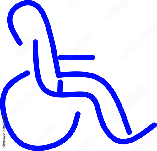 blue line icon wheel chair inside circle. Blue line icon with medical and healthcare inside circle