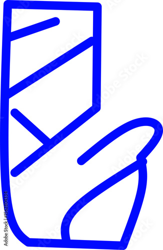 blue line icon insplaten injury inside circle. Blue line icon with medical and healthcare inside circle