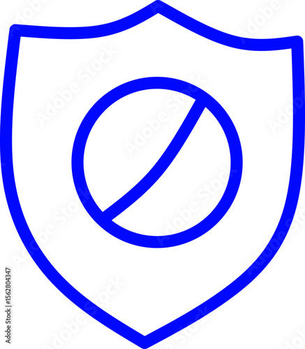 blue line icon prohibited inside circle. Blue line icon with medical and healthcare inside circle