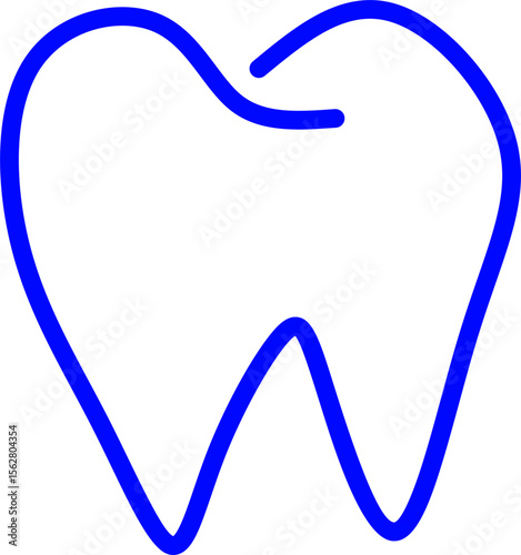 blue line icon tooth inside circle. Blue line icon with medical and healthcare inside circle