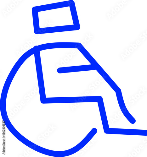 blue line icon wheel chair inside circle. Blue line icon with medical and healthcare inside circle