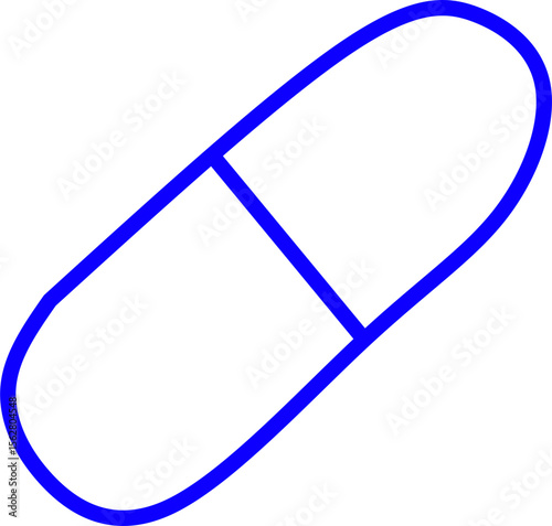 blue line icon capsule pill inside circle. Blue line icon with medical and healthcare inside circle