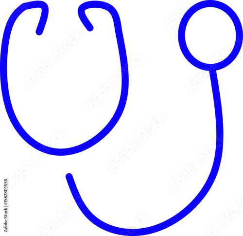 blue line icon stethoscope inside circle. Blue line icon with medical and healthcare inside circle