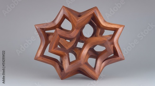 Intricate Wooden Star Sculpture: A Masterpiece of Geometric Art