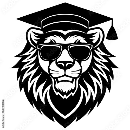 Lion head vector silhouette art illustraiton