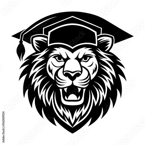 Lion head vector silhouette art illustraiton