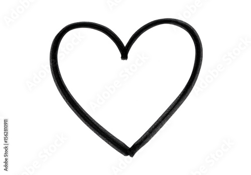 A simple black heart shape outlined against a transparent backdrop, isolated on transparent background