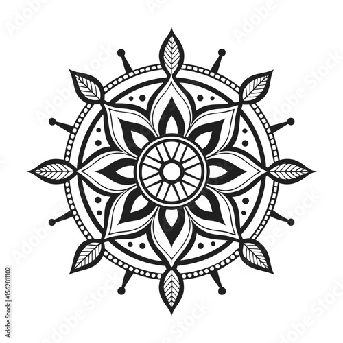 Circular pattern in the form of a mandala. Henna tatoo mandala. Mehndi style. Decorative pattern in oriental style. Coloring book page