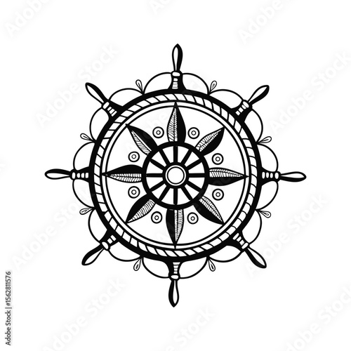 Circular pattern in the form of a mandala. Henna tatoo mandala. Mehndi style. Decorative pattern in oriental style. Coloring book page
