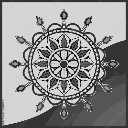 Circular pattern in the form of a mandala. Henna tatoo mandala. Mehndi style. Decorative pattern in oriental style. Coloring book page
