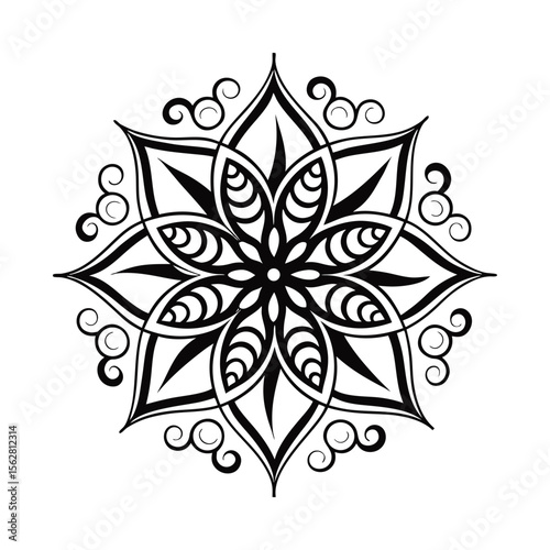 Circular pattern in the form of a mandala. Henna tatoo mandala. Mehndi style. Decorative pattern in oriental style. Coloring book page