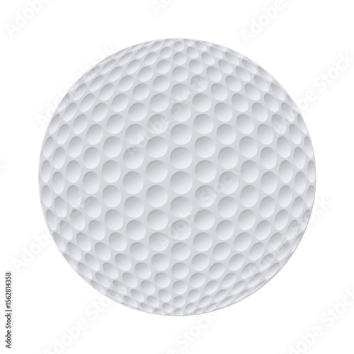 Realistic 3d golf ball with dimples on white background. Sports vector illustration.