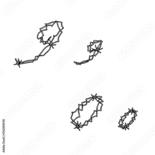 number 9 and 0 barbed wire hand drawing vector isolated on background.