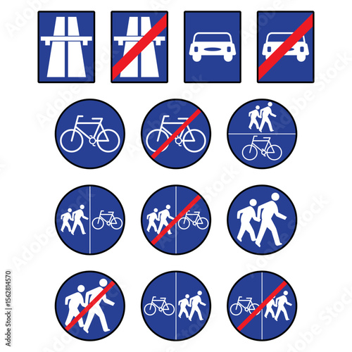 Mixed prohibition and guidance signs 
