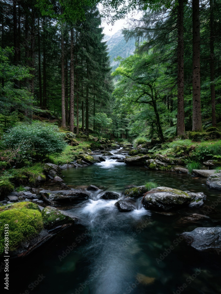 Forest stream tranquil scene Forest stream tranquil scene