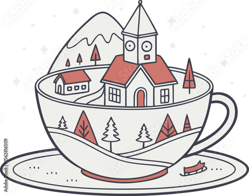 Christmas Village Inside A Teacup