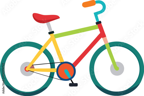 Vibrant and clean colorful bicycle illustration on a white background