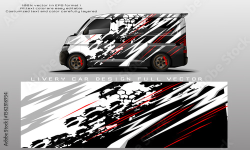 van car livery graphic vector. abstract grunge background design for vehicle vinyl wrap and car branding