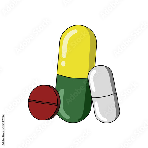 Vector illustration antibiotic pills, for medicine, pharmacy. Suitable for your design elements, logos, or clinic symbols.