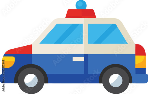 Vibrant and clean illustration of a police car with a colorful design on a white background