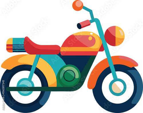 Vibrant and clean colorful motorcycle illustration on a white background