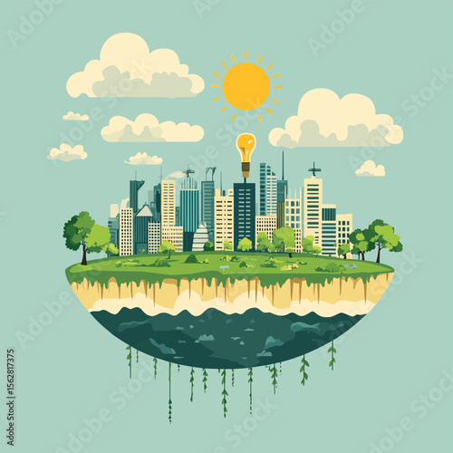 World environment and sustainable development concept, vector illustration, vector style simple color