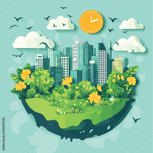 World environment and sustainable development concept, vector illustration, vector style simple color