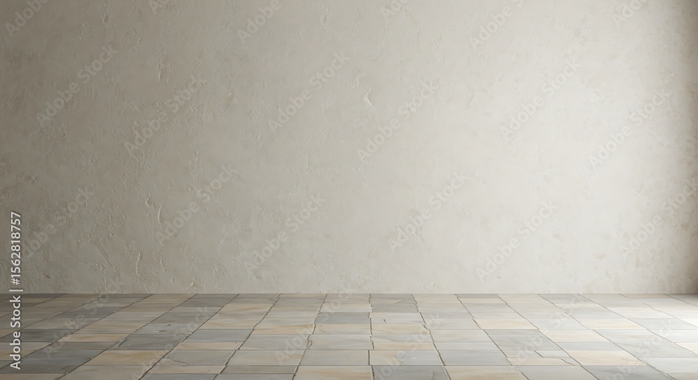 Fototapeta premium Empty room, Empty stucco wall and stone floor of mediterranean traditional home interior wall