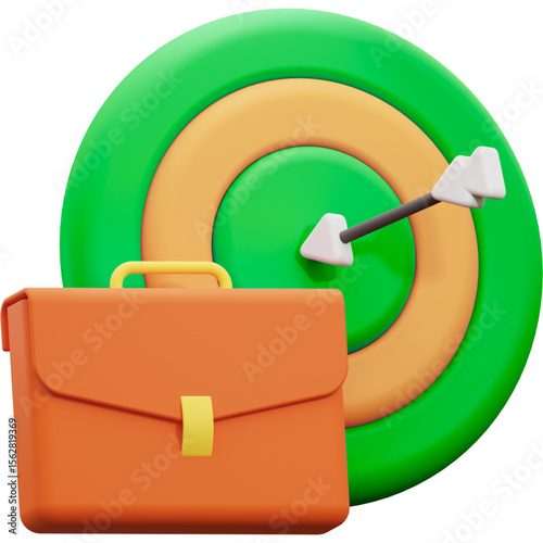3D Business Career Icon – Professional Growth, Job Opportunity, Corporate Ladder, Employment, Work Success